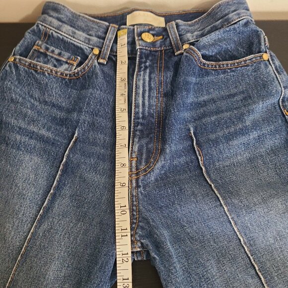 Ulla Johnson Women’s Genevieve Pintuck Wide Leg Cuff Jeans Índigo Blue Size 25 - Picture 11 of 13